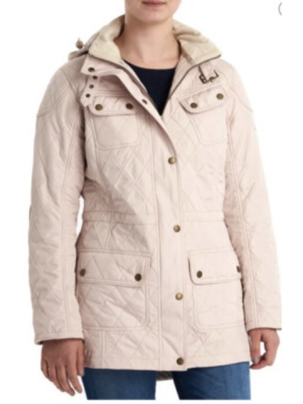 Barbour Arrow Parka Quilted Anorak Coat Jacket Beige Pink Insulated Womens 8